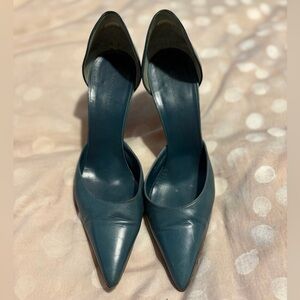 Balenciaga Teal Pointed-Toe D'Orsay Vintage Pumps